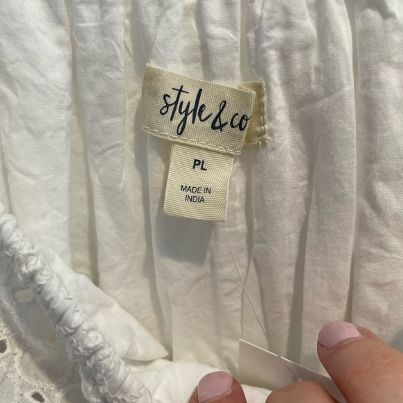 White maxi dress - eyelet- cotton- Style and co size PL - Picture 4 of 5